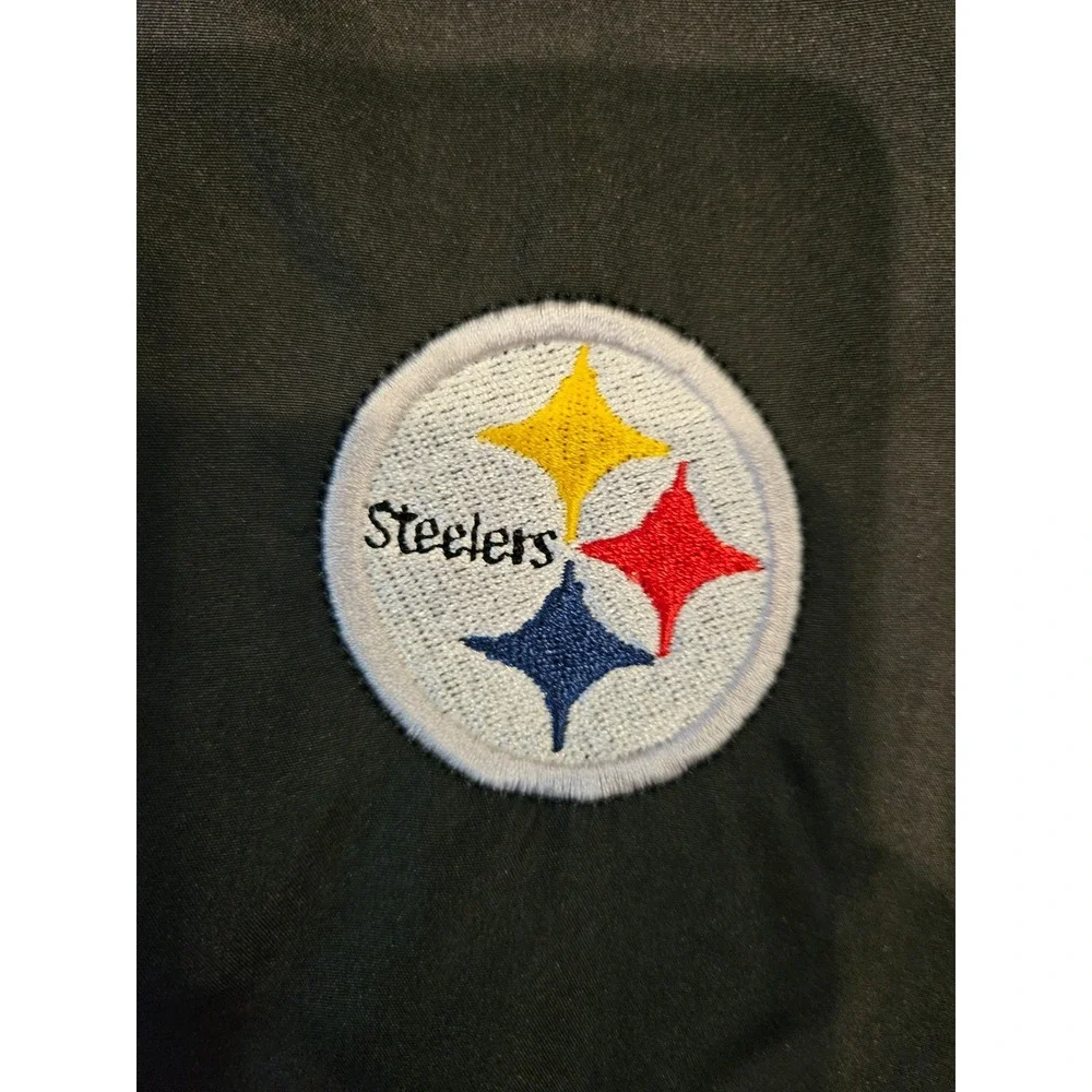 Reebok Pittsburgh Steelers NFL Windbreaker Jacket Mens Large Black Full Zip Logo